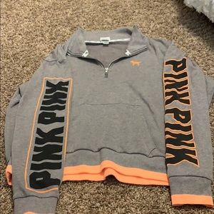 Gray and orange pullover